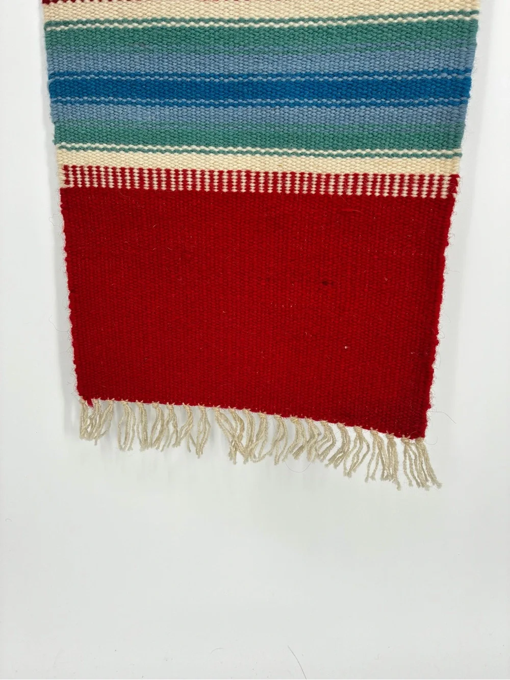Vintage Ortega's Chimayo Handwoven Wool Southwest Table Runner 58”